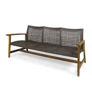 Wood Frame and Wicker Outdoor Couch