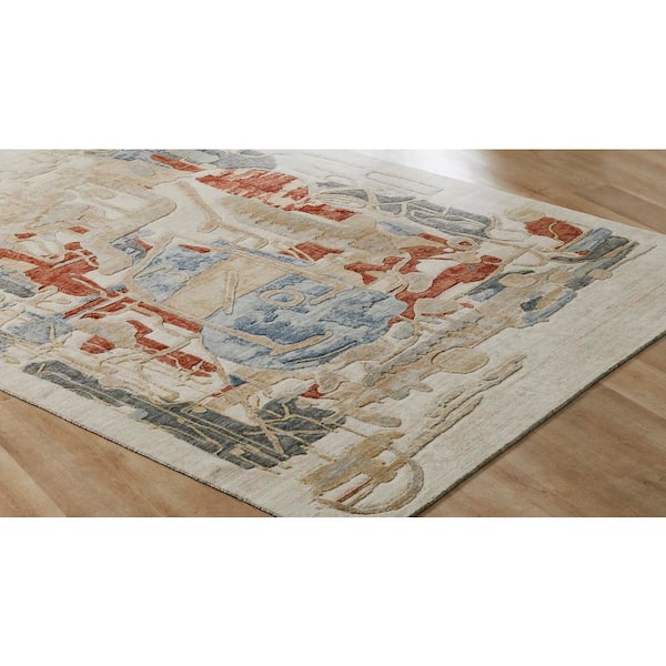 Paintwrks 5 ft. x 7 ft. Multi-Colored Abstract Washable Area Rug