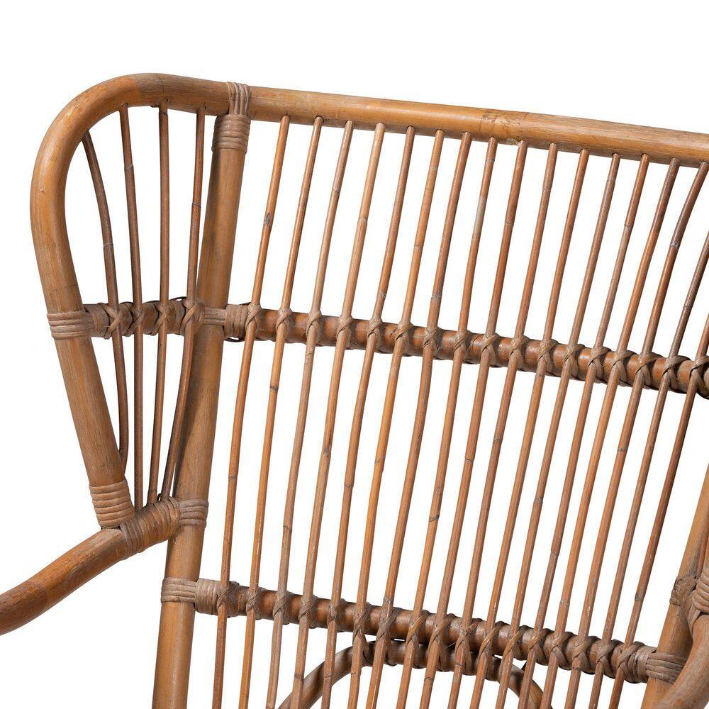 Lamaria Natural Handcrafted Leather and Rattan Armchair