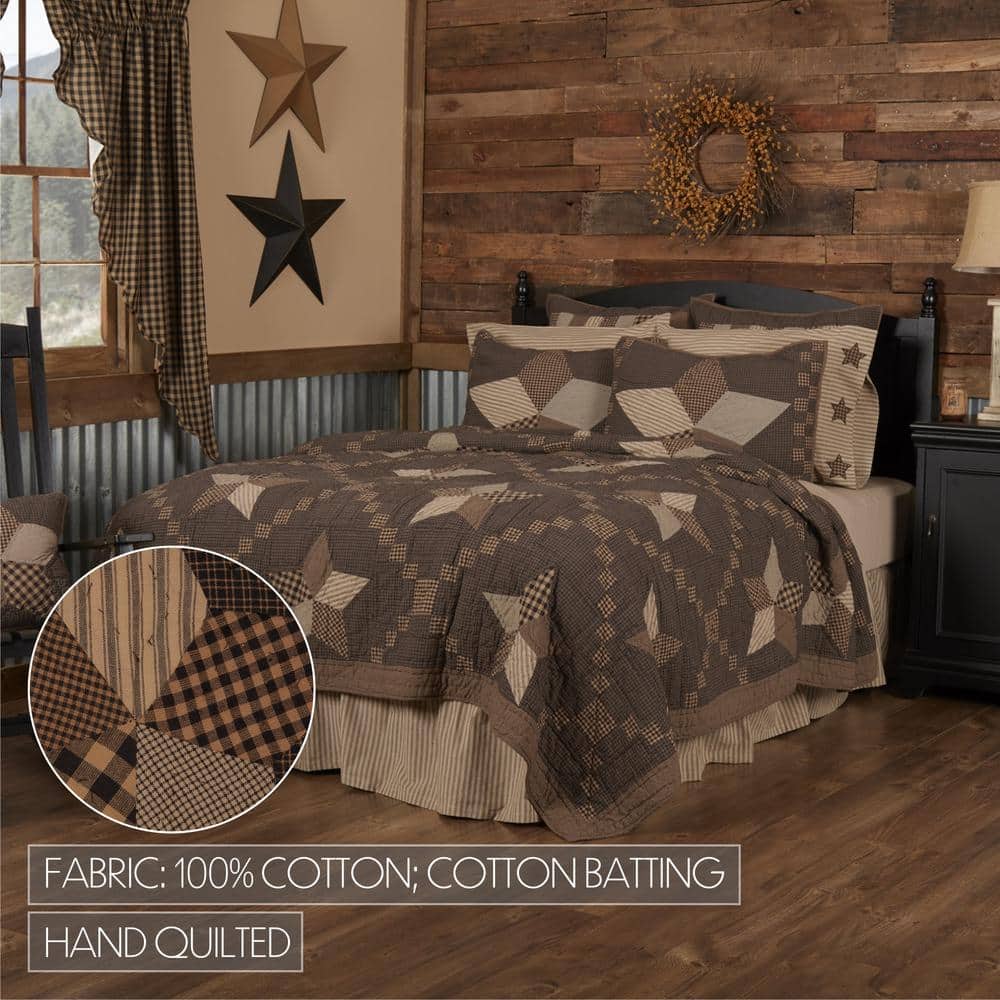 Farmhouse Star King Black Cotton Reversible Quilt Set
