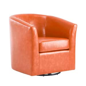 Justus Orange Faux Leather Swivel Club Arm Chair (Set of 1)