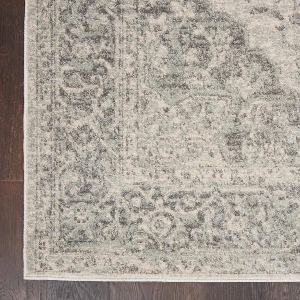 Ivory and Grey Synthetic Rectangular 4' x 6' Area Rug