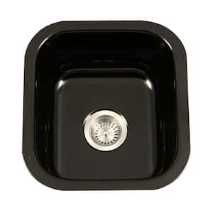 Porcela Series Undermount Porcelain Enamel Steel 16 in. Single Bowl Kitchen Sink in Black