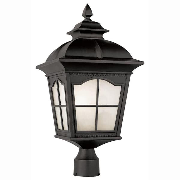 Bel Air Lighting Energy Saving 1-Light Outdoor Black Post Top Lantern with Frosted Glass