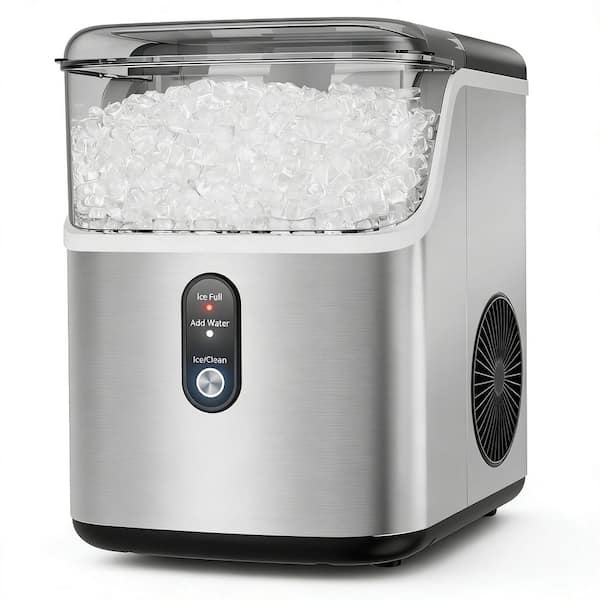 8.66 in. Self-Cleaning Countertop Pellet Ice Maker, 35 lbs. Daily 1-Touch Nugget Ice Machine for Home,Kitchen Sliver