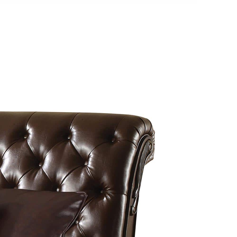 Anondale Classic Elegance Button-Tufted Chaise in 2-Tone Brown