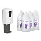1200 ml. Automatic Wall Mount Sanitizer Dispenser with Drip Tray and with Case of 1 Gal. Gel Sanitizer