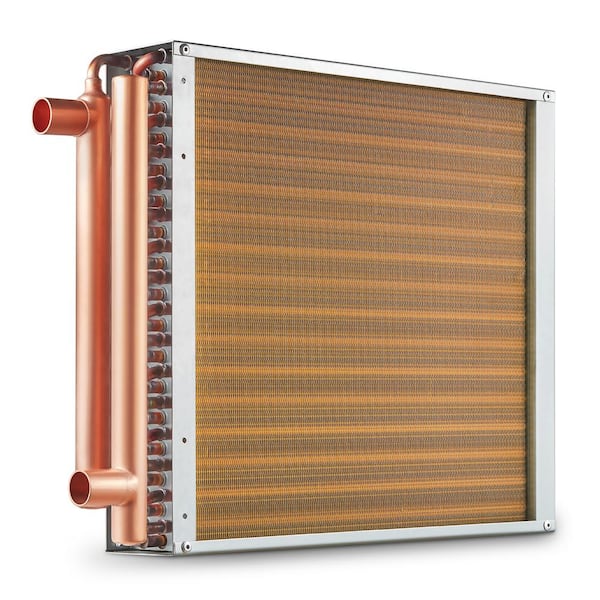 VEVOR Heat Exchanger Water to Air 16 x 16 in. with 3-Row 3/8 in. Copper Ports 193-Aluminum Fins Heat Exchanger for Outdoor