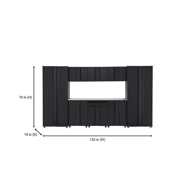 Husky - 9-Piece Regular Duty Welded Steel Garage Storage System in Black (133 in. W x 75 in. H x 19.6 in. D)