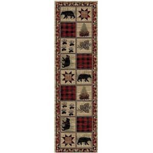 Hearthside Hollow Point Lodge Red 2 ft. x 8 ft. Woven Animal Print Polypropylene Rectangle Area Rug