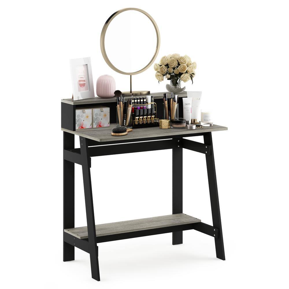 French Oak Grey A-Frame Desk with Hutch and Drawer