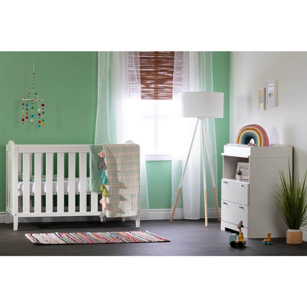 Pure White Reevo Changing Table Dresser with Storage Drawers