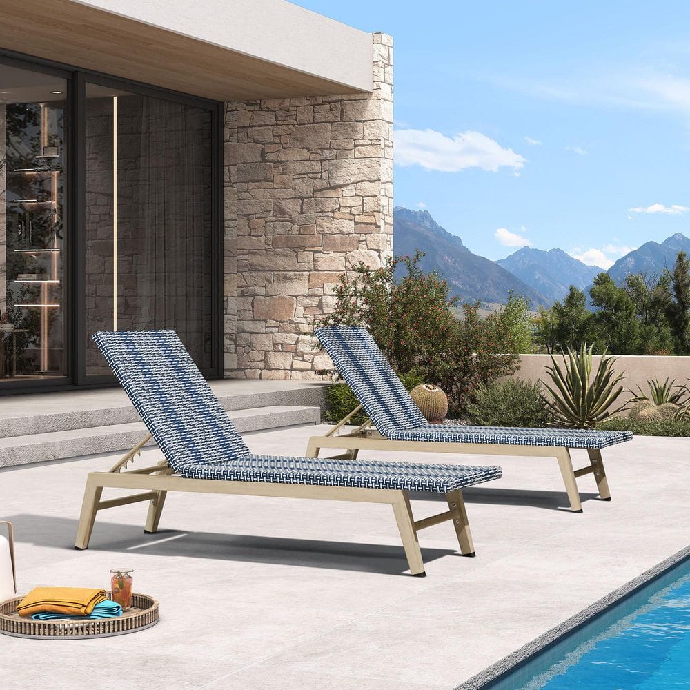 PURPLE LEAF Extra Large Champagne Aluminum Outdoor Chaise Lounge