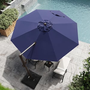 11 ft. x 11 ft. Patio Cantilever Umbrella, Heavy-Duty Frame Single Round Outdoor Offset Umbrella in Navy Blue