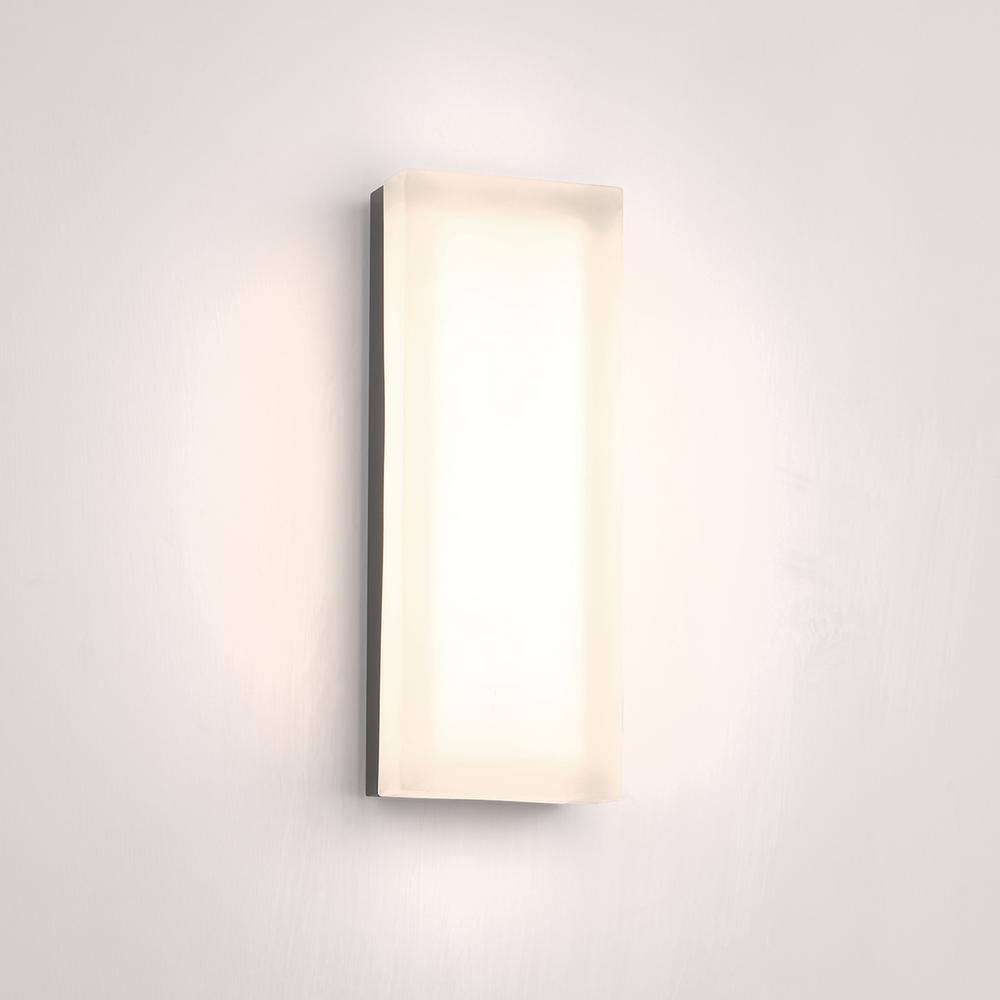 Brushed Nickel 14" LED Rectangular Flush Mount with Etched Glass