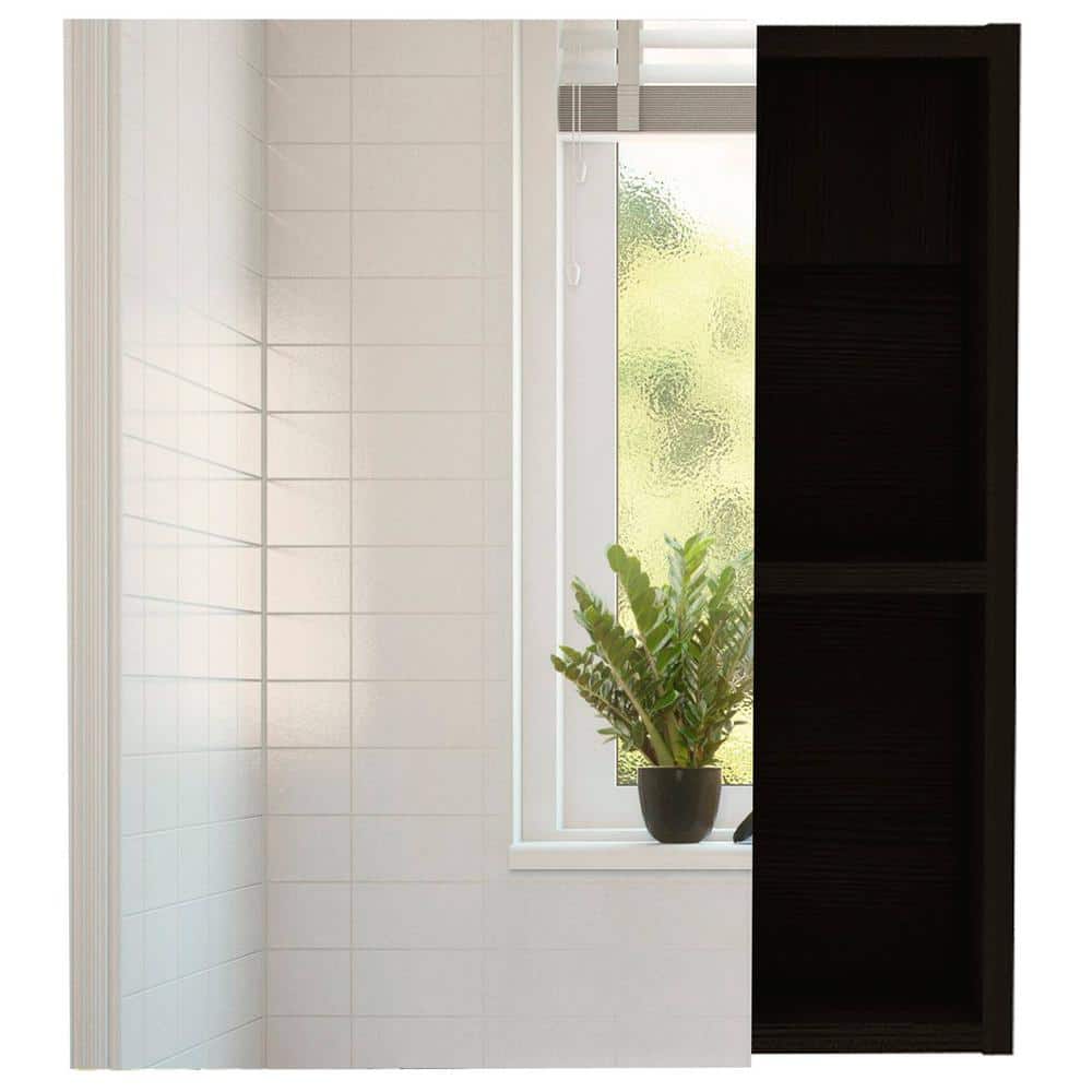 17.7 in. W x 19.5 in. H Black Rectangular Wood Recessed or Surface Mount Me