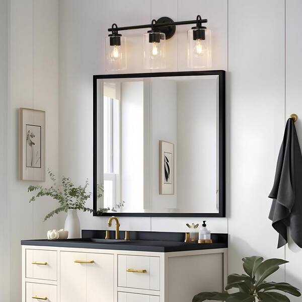 Lnc Naturestrl 22 in 3 Light Matte Black Modern Contemporary Vanity Light QEBAQYLWS150BH9