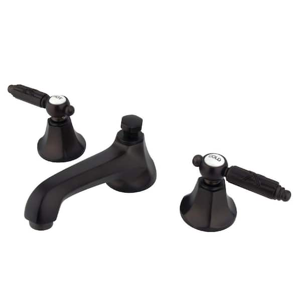 Kingston Brass Georgian 8 in. Widespread 2-Handle Bathroom Faucets with Brass Pop-Up in Oil Rubbed Bronze
