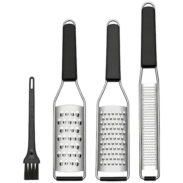 Stainless Steel Grater for Ginger, Garlic, Nutmeg, Chocolate, Vegetables, Fruits, Black (1-Pack)