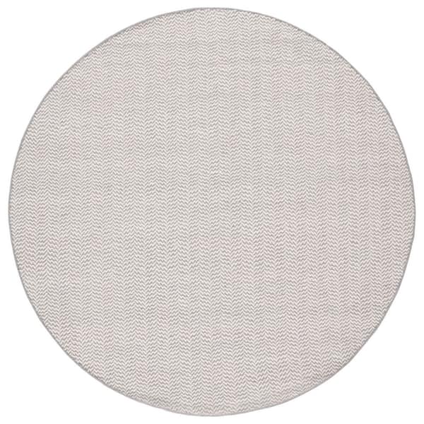 Vermont 6 ft. x 6 ft. Gray/Ivory Chevron Striped Round Area Rug