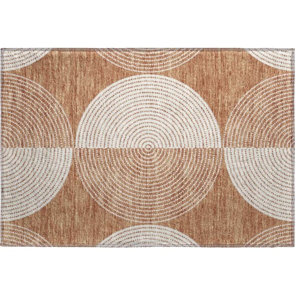 Mayfield Premium Machine Washable Abstract AMF2275 Copper 2 ft. x 3 ft. Accent Rug