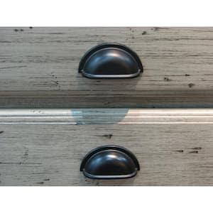3 in. Matte Black Cup Cabinet Center-to-Center Pull