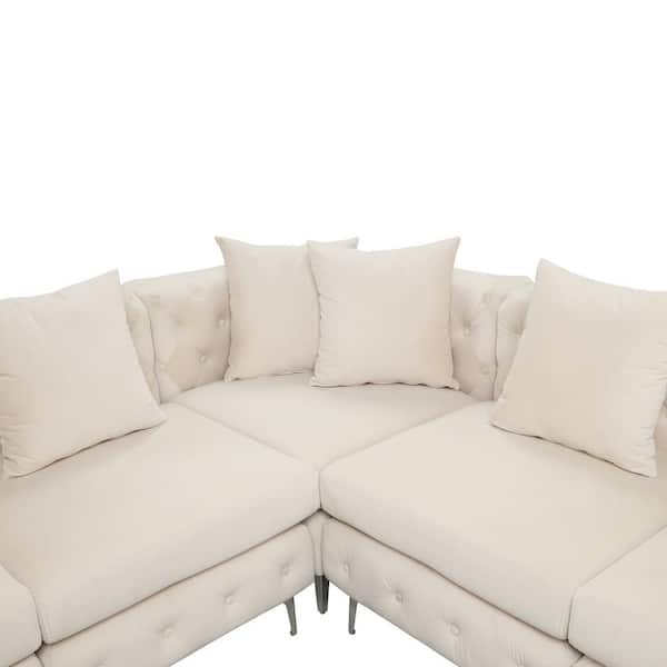 Meridian Furniture Tuft Velvet Modular Sectional 5B Meridian Furniture Tuft Velvet Modular Sectional 5B