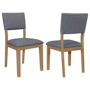 Sharon Blue and Brown Open Back Fabric Padded Dining Side Chair Set of 2