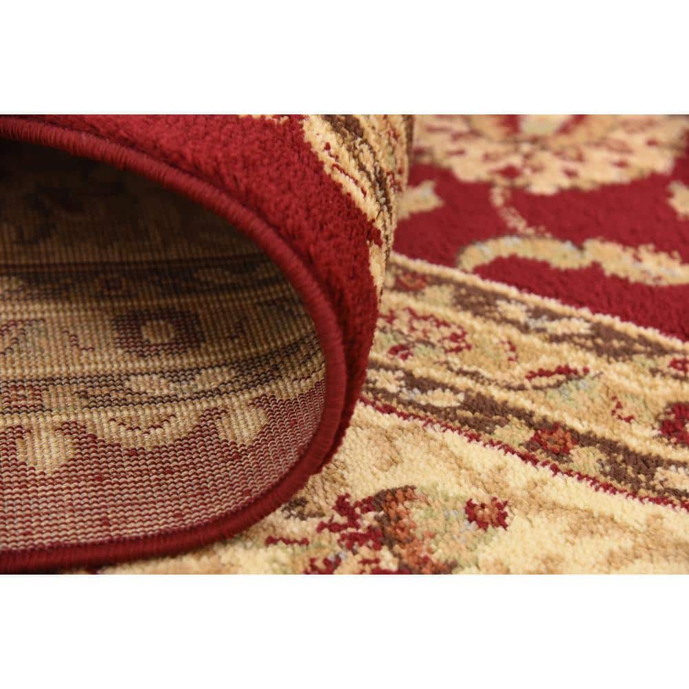 Elegant Aditi 4' x 6' Red Synthetic Stain-Resistant Area Rug