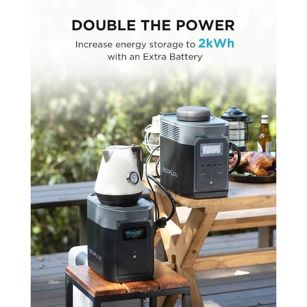 EcoFlow - 1800W Output/2700W Peak Delta 2 Push-Button Start Power Station Battery Generator with DELTA 2 Extra Battery