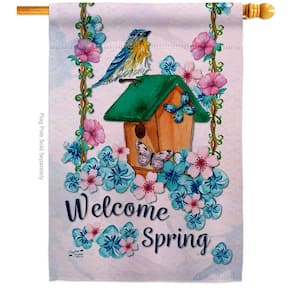 28 in. x 40 in. Welcome Spring Bird Garden Friends House Flag Double-Sided Decorative Vertical Flags