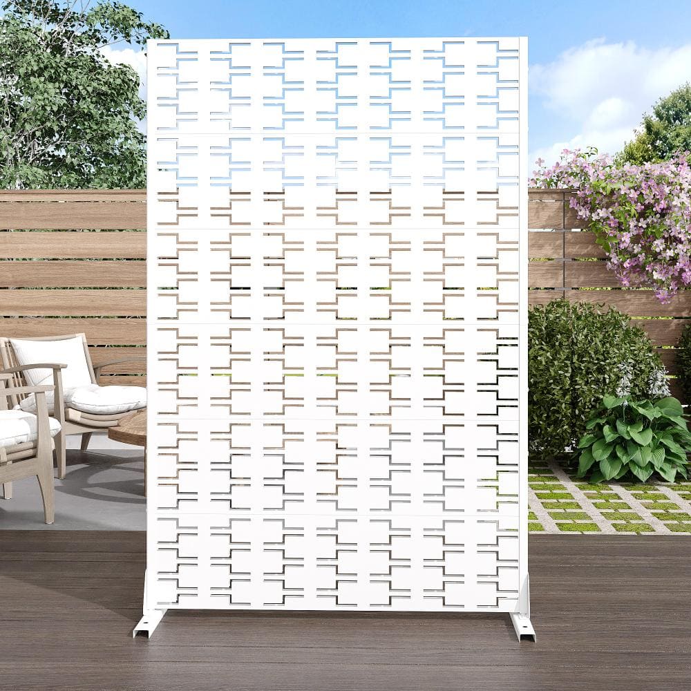 72 in. x 47 in. White Brick Rectangular Galvanized Steel Privacy Screen Fence Panels for Outdoor Garden price history on PriceWatchPro