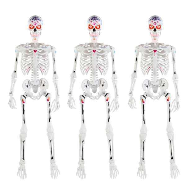 3-Pack 5 ft. Grave & Bones LED Ultraposeable Day of the Dead