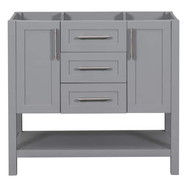 JimsMaison 36 in. W x 18 in. D x 33 in. H Freestanding Bath Vanity Cabinet without Top in Grey