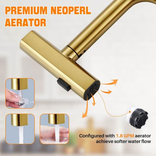 ALEASHA 14.8 in. 3-Mode Stainless Steel Single Handle Pull Down