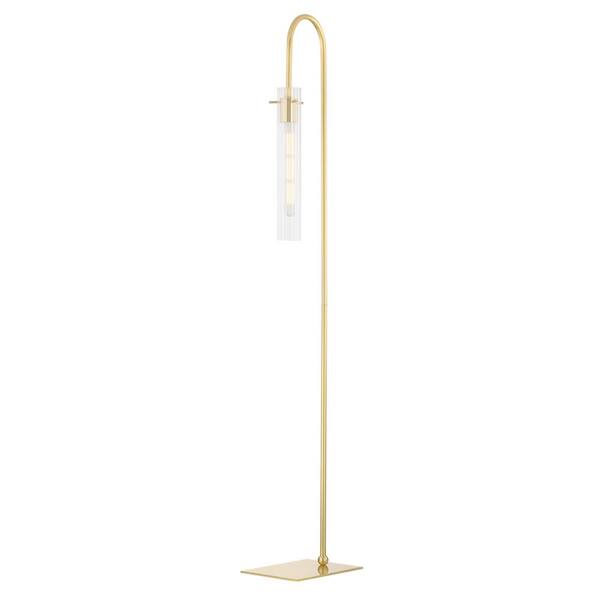 Mitzi by Hudson Valley Lighting Nettie 1-Light Aged Brass Floor Lamp with Clear Glass Shade