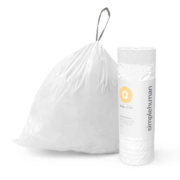 Plasticplace simplehuman®* Code R Compatible │ Custom Fit Trash Bags │ 2.6  Gallon / 10 Liter White Drawstring Garbage Liners │ 16.5 x 17.5 (100  Count) 