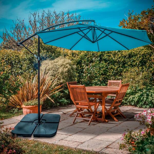 Trademark Innovations 33 lbs. Resin Cantilever Water Weight Patio Umbrella Base in Black for Offset Patio Umbrellas 4 Piece Set UMBSE WTR 4X LG The Home Depot