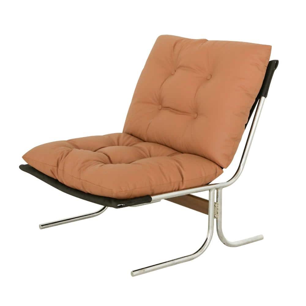 Modern Faux Leather Armchair 26 in. Wide Brown High Back Accent Chair with Metal Legs price history on PriceWatchPro