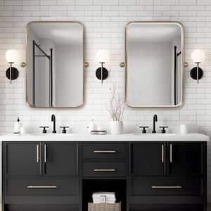 23 in. W x 32 in. H Rectangular Framed Wall Bathroom Vanity Mirror in Gold 2PCS