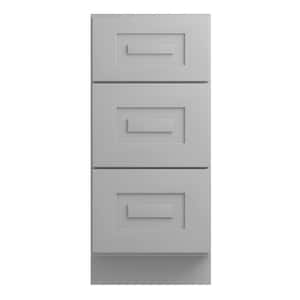 Grayson Pearl Gray Painted Plywood Shaker Assembled Drawer Base Kitchen Cabinet Soft Close 18 in W x 24 in D x 34.5 in H