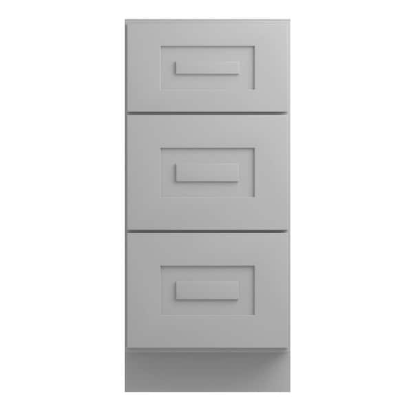 Home Decorators Collection Grayson 18 in. W x 24 in. D x 34.5 in. H Assembled Plywood Drawer Base Kitchen Cabinet in Pearl Gray with Soft Close