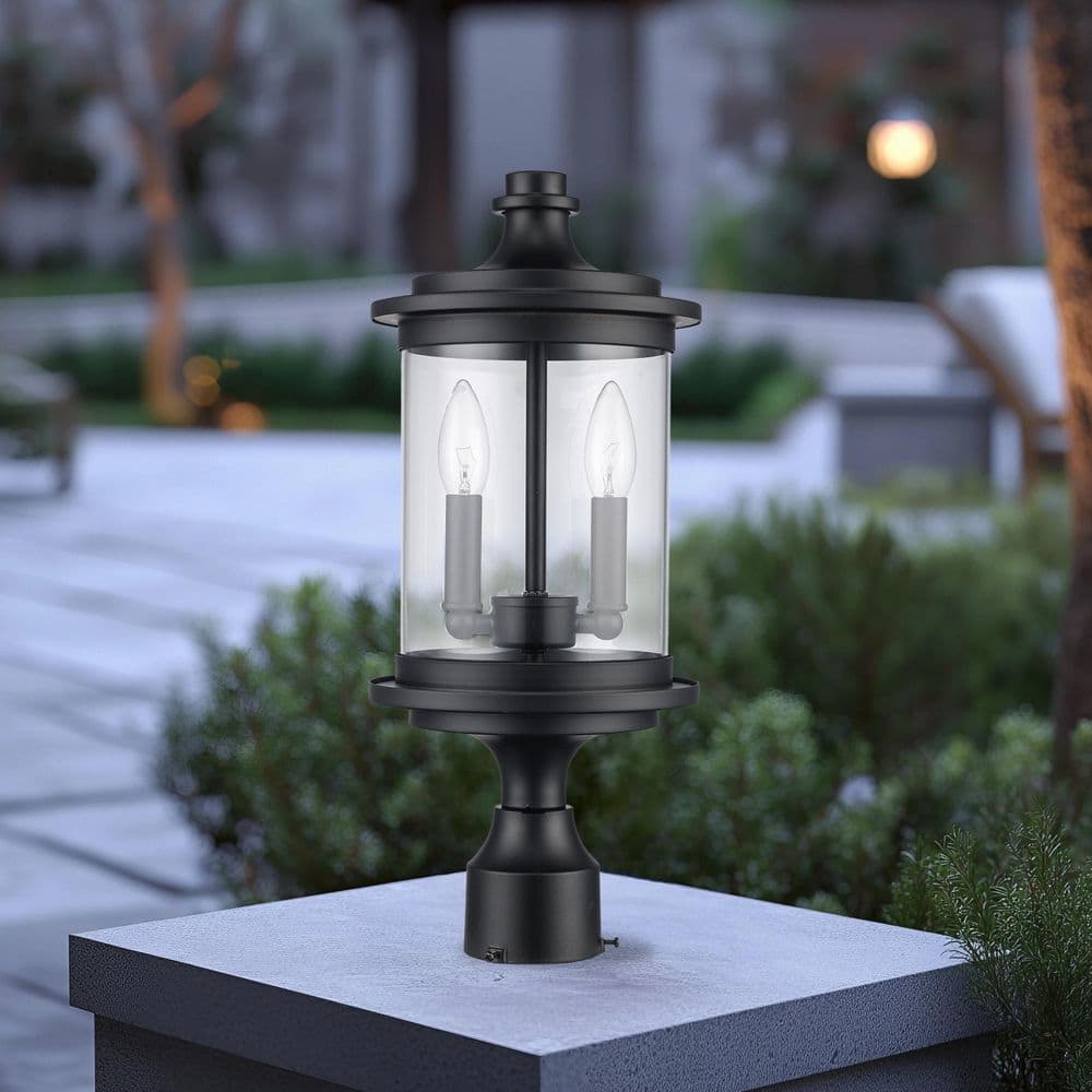 Bel Air Lighting Path 18.375 in. 2-Light Black Metal Hardwired