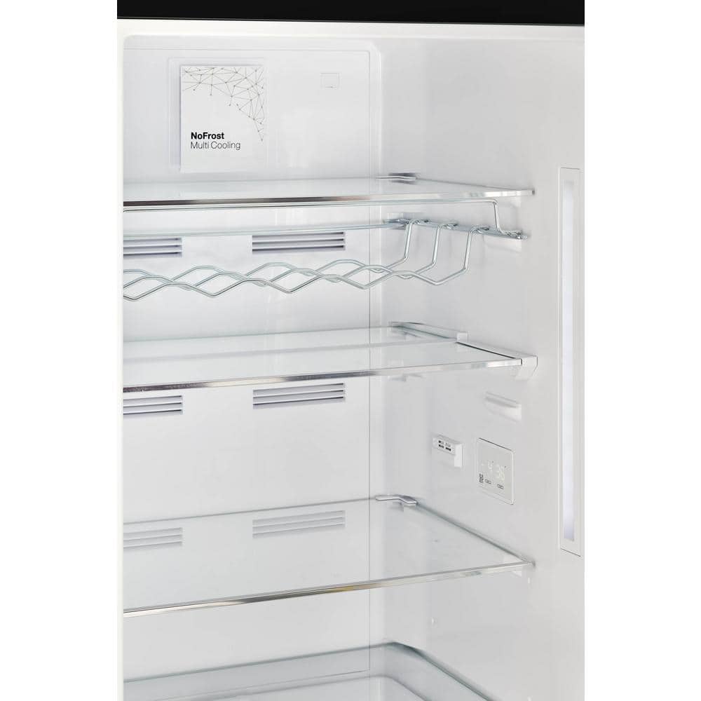Midnight Black Retro 24" Bottom Mount Refrigerator with Chrome Accents