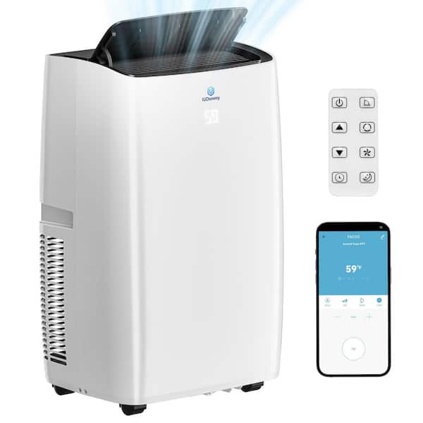 12,000 BTU (ASHRAE) 8,000 BTU (DOE) Portable Air Conditioner Cools 550 sq. ft. w/ 4-Modes, W-fi and App Control in White