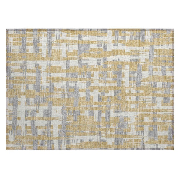 Chantille Machine Washable Indoor/Outdoor Abstract ACN1849 Gold 2 ft. x 3 ft. Accent Rug