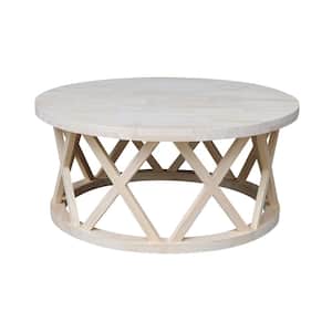 Unfinished 18 in. Round Solid Wood Ceylon Coffee Table