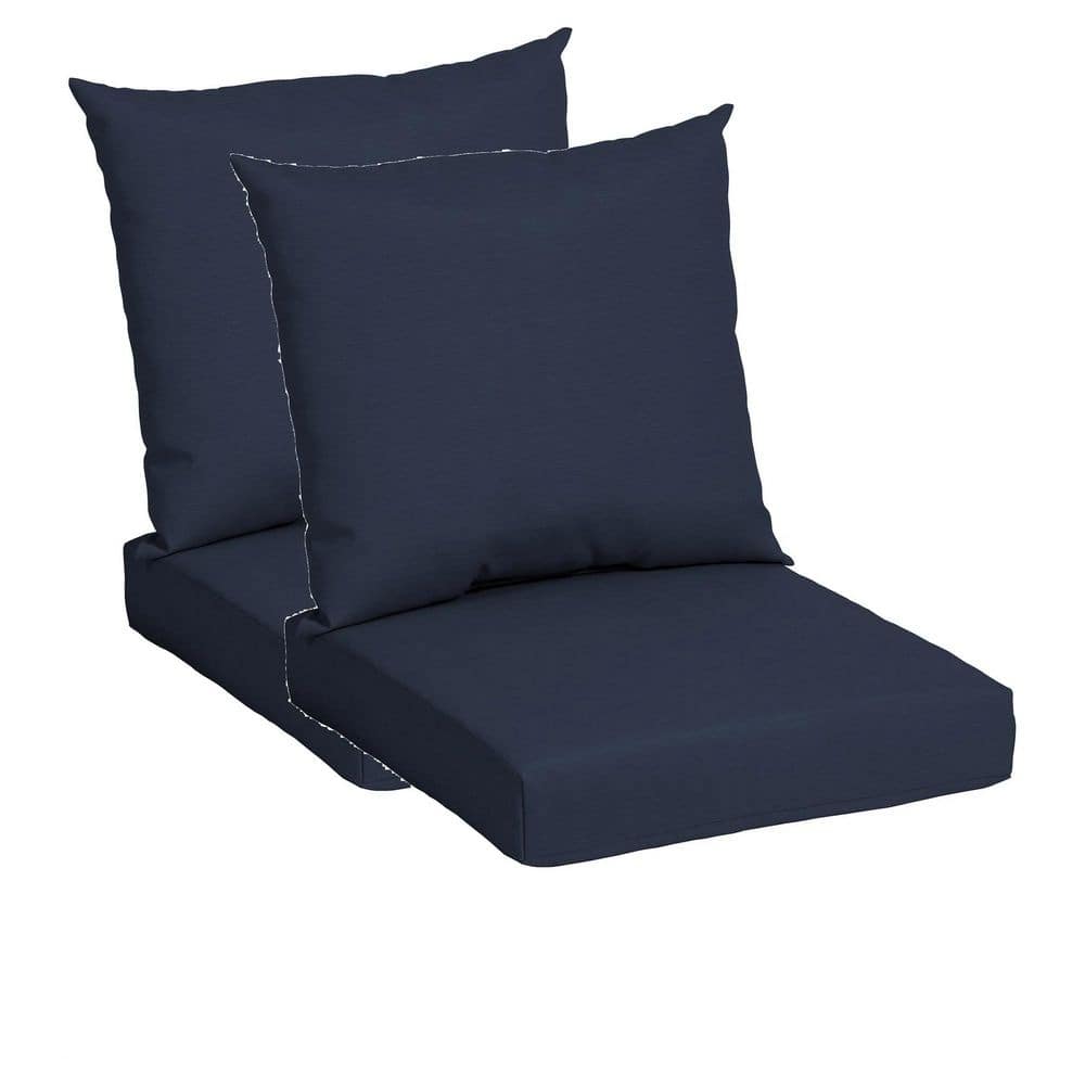 45 in. L x 22.75 in. W Navy Blue Rectangle Outdoor 2-Piece Deep Seat Cushio