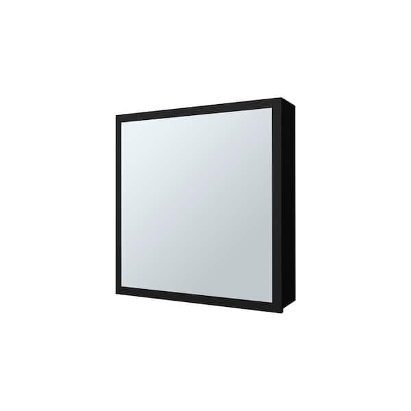 20 in. W x 21 in. H Rectangular Melamine Surface Mount Medicine Cabinet with Mirror in Black