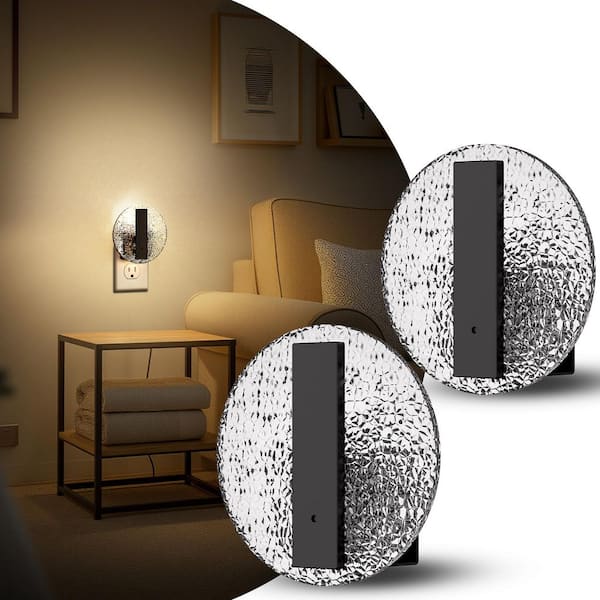 1-Light LED Night Lights Dimmable Plug into Wall 3000K Warm White with Dusk to Dawn Sensor(2-Pack)